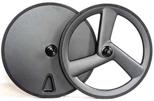 20in Folding Bike Carbon 3 Spokes Wheelset BMX Fixed Gear Clincher 23mmx40mm Rim - Picture 1 of 12