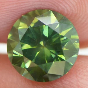 Round Shape Diamond Fancy Green Color Loose VS2 Real Natural Enhanced 2.07 Carat - Picture 1 of 10