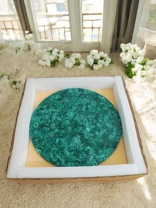 Round Malachite Gemstone Side Coffee Table Top Random Console Table Home Dec - Picture 1 of 8
