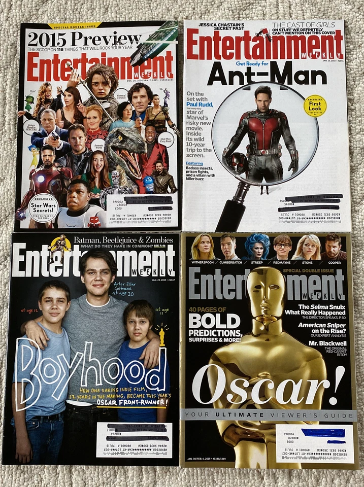 EW ENTERTAINMENT WEEKLY Magazine 2015 Lot of 4 issues Celebrity Movies TV Music Foto 1 de 1