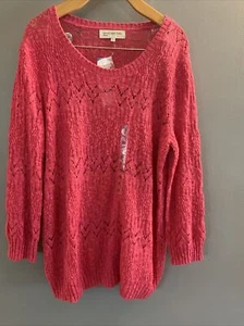Gorgeous Pink Cutout Sweater Top Shirt Sweatshirt NWT XlL - Picture 1 of 6
