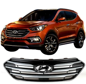 GRILL FOR 2017 2018 SANTA FE SPORT FRONT RADIATOR GRILLE UPPER BUMPER CHROME - Picture 1 of 5