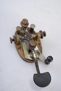 Vintage Antique Brass 1852 Unbranded Telegraph Key Keyer Morse Code - Picture 1 of 7