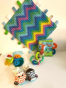 Lot of 5 Infant Toys Rattles Book Lovey Socks CUTE! - Picture 1 of 9