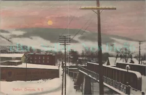 Oneonta NY - VIADUCTO SOBRE FERROCARRIL D&H EN INVIERNO - Postal - Imagen 1 de 2