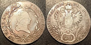 Austria - Ferdinand I - 20 KREUZER Silver 1806 C, Hermannstadt RARE! KM#2141 - Picture 1 of 1