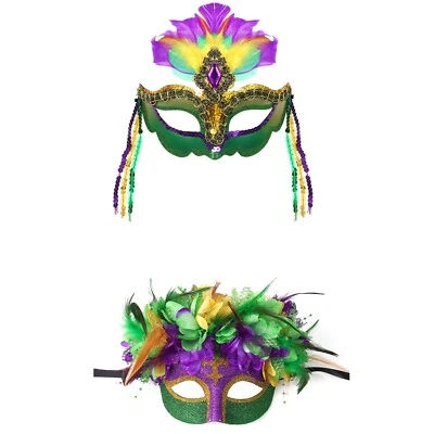 Máscara adornada con plumas de Mardi Gras para mujer disfraz de carnaval máscara de fiesta Foto 1 de 4