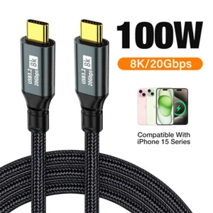 Type C USB C to USB C Cable 100W PD 5A Fast Charging Charger Cord for iPhone 15 - Picture 1 of 13