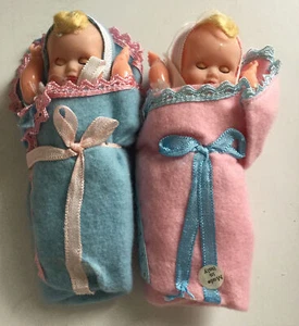 VINTAGE TINY Strung DOLL MADE IN ITALY Lot Of 2 - Excellent Condition - Picture 1 of 8
