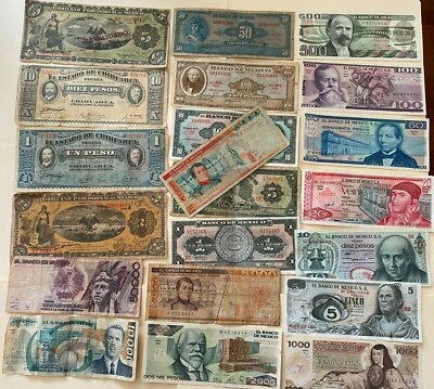 MEXICO SET 21 BANKNOTES LOT 70'S 1914 1 5 10 20 50 100 500 1000 pesos Collection - Image 1 of 4