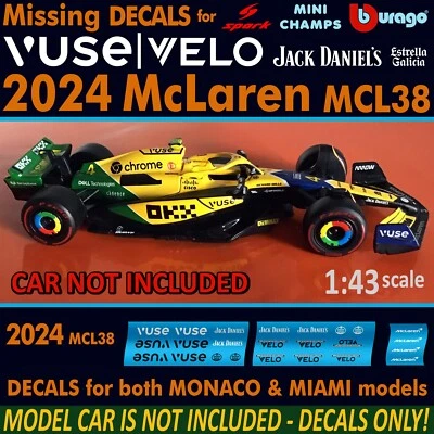 Logotipos McLAREN 2024 para MIAMI + MONACO Lando Norris y Oscar Piastri MCL38 1:43 Foto 1 de 4