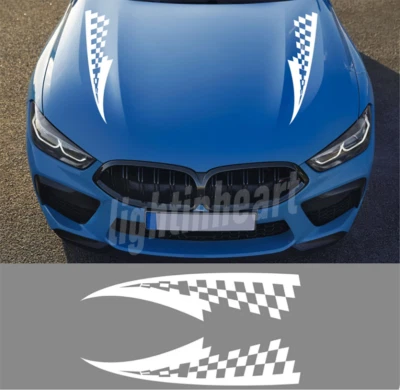 Racing Flag Stripe Car Hood Sticker For Ford Ranger Toyota Rav4 Bonnet Decals Foto 1 de 4