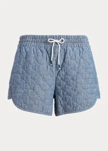 Polo Ralph Lauren Damen gesteppte Chambray Shorts Größe Small neu mit Etikett 168 $ - Bild 1 von 10