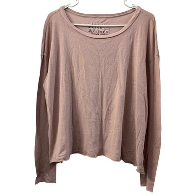 Frank & Eileen Tee Lab Pink Long Sleeve Crew Neck Cotton T Shirt Minimalist M - Image 1 of 4