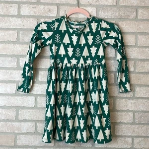 Hanna Andersson holiday dress green trees size 6 - Picture 1 of 7