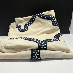 Pottery Barn 24” Set Of 2 Square Pillow Shams Blue And White French Knot Detail  - Picture 1 of 11
