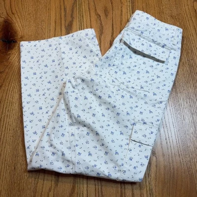 Levi's 94' Baggy Cargo Pants White Blue Floral Women's 28 (30 X 28) Wide Leg - Image 1 of 4