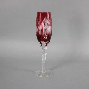 Bohemian Champagne Czechoslovakia Crystal Cut Red 9" Champagne Glass - Picture 1 of 13