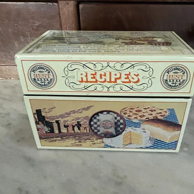 Reproduction Vintage Metal Pillsbury Recipe Box With Recipe Cards - Image 1 of 4