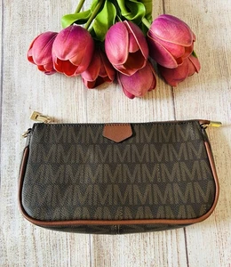 Marco Women’s Brown Logo Zipper Clutch Bag NWOT - Picture 1 of 13