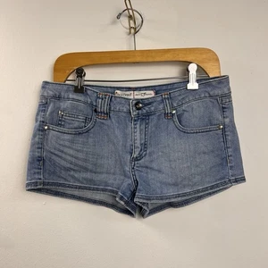 Ecko RED UNLTD Shorts Woman's Juniors 7 Blue Wash Denim Jean Rhinestone Pockets - Picture 1 of 9