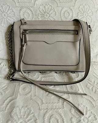 REBECCA MINKOFF Shoulder Bag Mini MAC Grey Leather Crossbody Purse Tote •SM•VGUC - Image 1 of 4