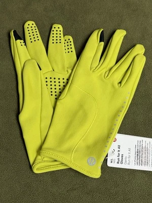 NUEVO CON ETIQUETAS Guantes Lululemon Run for It All Amarillo Serpentina M/L Tecnología Repelente al Agua Foto 1 de 4