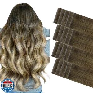 GOO GOO Invisi Edge Tape in Hair Extensions Human Hair, 3/8/613 Walnut Brown - Picture 1 of 5