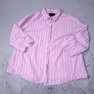 Charter Club Womens 14P Top Purple White Striped Long Sleeve Button Up - Picture 1 of 8