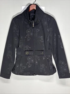 Womens LOLE Zip Up Soft-Shell Jacket Black Floral Wind/Water Size 6 - Picture 1 of 7