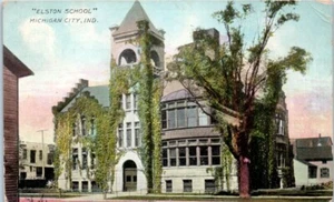 ELSTON SCHOOL Michigan City, Indiana IN c1909 - Postcard - Imagen 1 de 2
