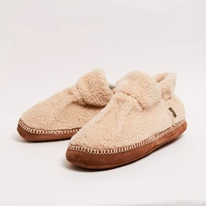 LL Bean Cozy Slipper Booties Kids Unisex Cream Ivory Fleece Slip On Sherpa 12-13 - Picture 1 of 13