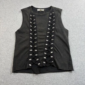 Gilded Intent Shirt Women XS Black Metal Laceup Fairy Grunge Whimsy Goth Rocker - Picture 1 of 7
