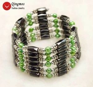5mm Baroque Natural Light Green Pearl Bracelet for Women Magnetic Bracelet 38'' - Picture 1 of 5