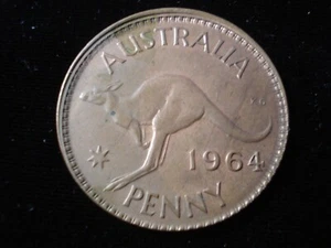 Australian 1964 Penny Coin Kangaroo Mistrike Off Center Error Coin - Picture 1 of 3