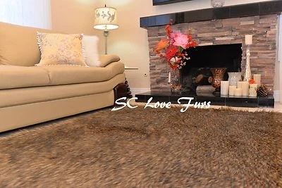 3' x 5'  Black Tip Coyote Wolf Faux Fur Rectangle Area Rug PlushFurEver - Image 1 of 4