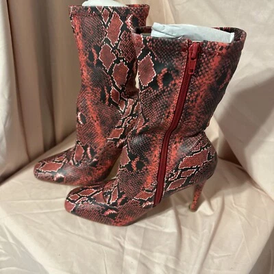 Calcetín bota tacón de aguja punta cuadrada equivocada rojo - Talla 9 - La caja está dañada Foto 1 de 4