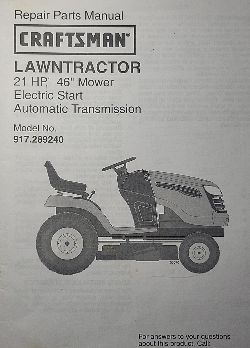 Craftsman Lt1000 Riding Lawn Mower Parts Manual Pdf - Infoupdate.org