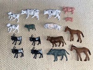 Lotto misto 16 animali giocattolo plastica vintage fattoria Hong Kong Giappone - Foto 1 di 5
