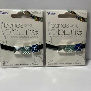 Darice Bands and Bling Mix Mingle Jewelry Charm Slider Pyramid 2 Pack Rhinestone - Picture 1 of 12