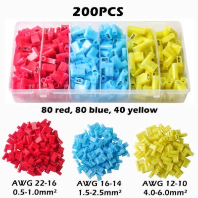 NYLON AWG22-10 FLAG TERMINAL FEMALE WIRE CONNECTORS RIGHT ANGLE SPADE 200PCS - Image 1 of 4