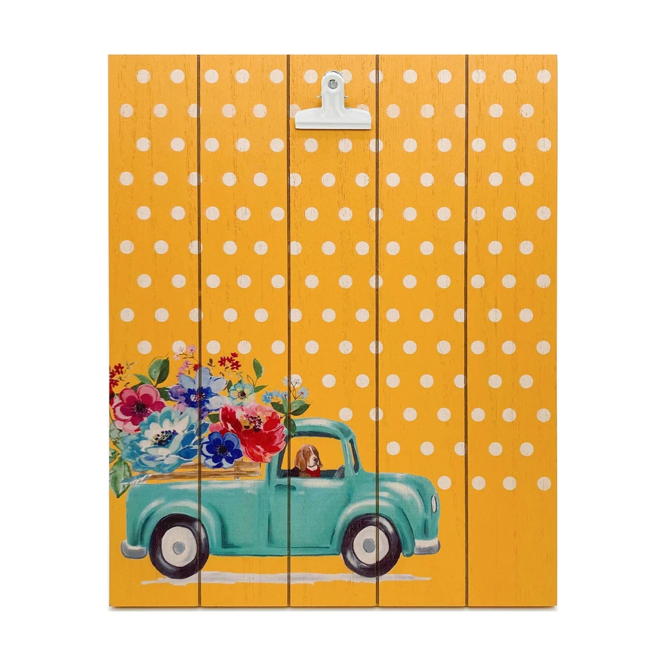 Pioneer Woman Spring Truck Art Clipboard Wall Decor With Easel Stand P3