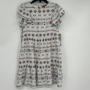 NWT Wrangler Dress Girl's Sz M Blue Tiered Ruffle Sleeves Southwestern Print - Picture 1 of 7