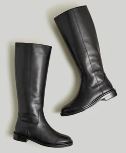NEW MADEWELL BLACK LEATHER THE DRUMGOLD EXTENDED CALF BOOTS NN039 SZ 11 - Picture 1 of 6