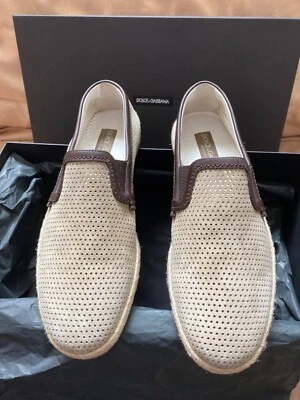 795 美元全新正品 Dolce & Gabbana 男式穿孔麂皮绒懒人鞋 US 8.5 — 第 1/4 张图片