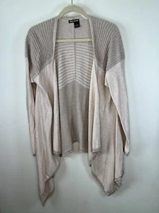 DKNY Jeans Wrap Sweater Women’s  Size 1X Open Front Cardigan Ribbed Cream & Gold - Picture 1 of 9