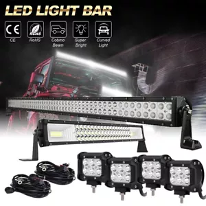 52'' + 22'' LED Light Bar +4x 4'' Cube Pods Driving Lights for Chevy GMC Sierra - Picture 1 of 12