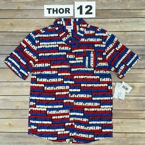 Size 12 THOR LuLaRoe Boys Button Up Shirt; Americana, 4th of July; USA; red blue - Picture 1 of 3