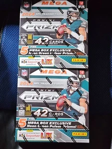 2024 Panini Prizm Football 2 Mega Box Lot Neon Green Pulsar Jayden Daniels - Picture 1 of 2