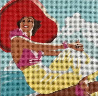 Needlepoint Handpainted Colors of Praise Lady in Red Hat PE103 - Image 1 of 4